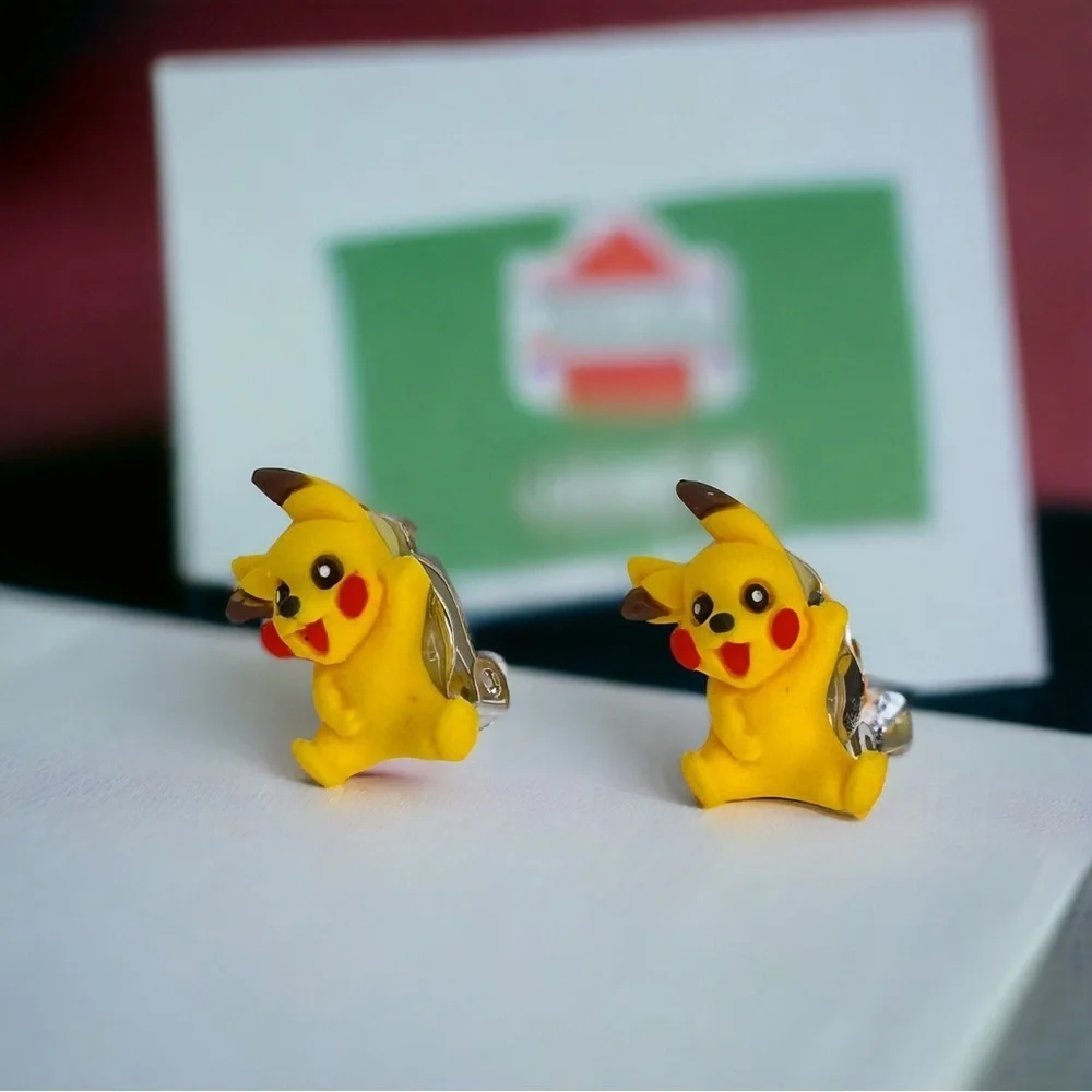 Handmade Pikachu Pokémon Clip-On Earrings